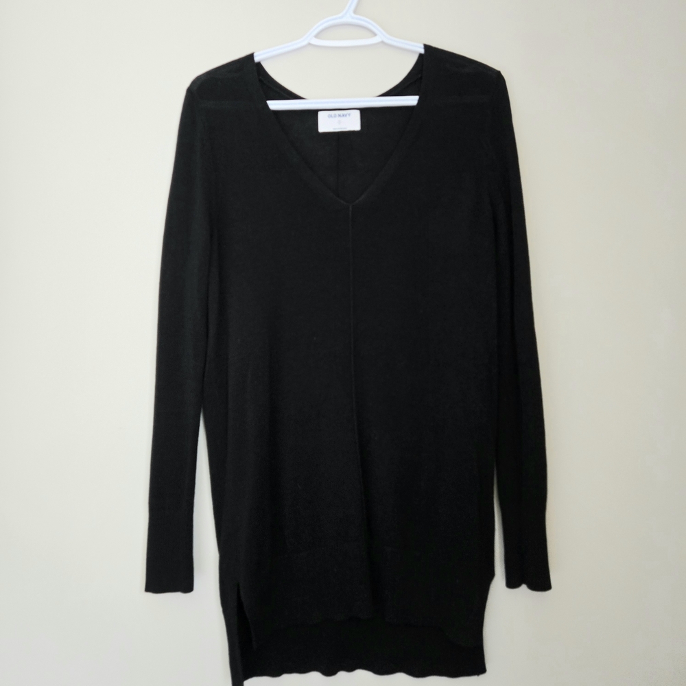 Old Navy Black‎ Long Sleeve Knit Sweater V Neck Size Small